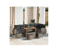Ensemble de canapés de jardin vidaXL, 10 pièces, gris, en polyrotin