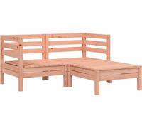 Canapé de jardin 2 places avec pouf bois massif douglas