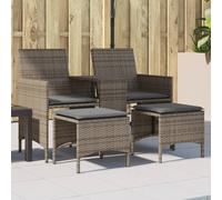 vidaXL Canapé de jardin 2 places avec table et tabourets, marron poly rotin