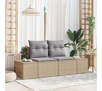 Canapé De Jardin 2 Places Vidaxl Avec Rangement Et Coussins Beige Poly Rattan