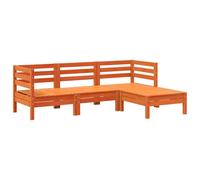 Canapé de jardin 3 places repose-pied cire marron bois massif