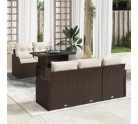 Canapé de jardin 6 pièces avec coussins en poly rotin marron, Canapé de jardin 2 places avec coussins en poly rotin marron 3348374 Marron G
