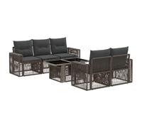 Canapé De Jardin 6 Pièces Poly Rotin Gris Et Gris Foncé Avec Table Réglable | Poly rotin durable, housses lavables, montage facile, usage terrasse, design scandinave
