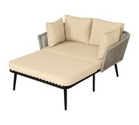 Canapé de jardin avec 2 coussins et 2 galettes - Chaise longue extérieur - Abricot