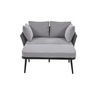 Canapé de jardin avec 2 coussins et 2 galettes - Chaise longue extérieur - Gris
