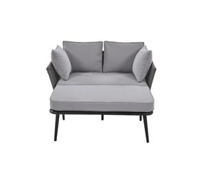 Canapé de jardin avec 2 coussins et 2 galettes - Chaise longue extérieur - Gris