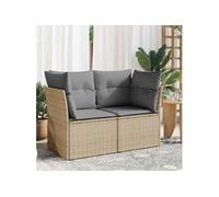 vidaXL Canapé de jardin 2 places avec coussins Poly Rattan Beige