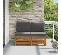 Canapé de jardin en bois d'acacia massif 2 pièces, canapé moderne en bois pour terrasse, couleur naturelle, design universel avec aspect store, entretien facile