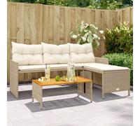 Canapé de jardin en L avec table et coussins Poly Rattan Lounge Sofa