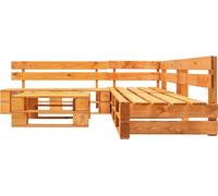canapé de jardin en palettes 4 pièces bois brun miel