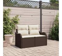 Canapé de jardin en polyrotin marron 121 x 62 x 69 cm avec coussins, module d'angle confortable pour salon extérieur terrasse balcon, assise dossier avec accoudoir pour détente et réception