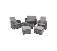 Canapé de jardin Lounge en rotin cadre aluminium Résistant aux intempéries et UV gris