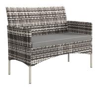 Canapé de jardin - Outsunny - avec coussins - 2 places - résine tressée, cadre en acier - pour balcon, porche, jardin - gris clair