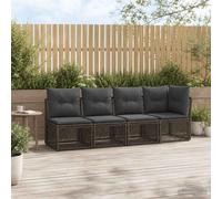 vidaXL Canapé de jardin 4 places, accoudoir à gauche, 4 pièces, gris