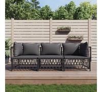Canapé de jardin pour 3 personnes, canapé de balcon, salon de jardin pour balcon, petit canapé lounge, mobilier de jardin, salon de jardin, coin salon, canapé, métal, acier, mobilier lounge, ensemble