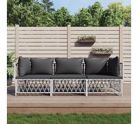 Canapé de jardin pour 3 personnes, canapé de balcon, salon de jardin pour balcon, petit canapé lounge, mobilier de jardin, salon de jardin, coin salon, canapé, métal, acier, mobilier lounge, ensemble 