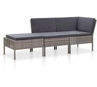 Canapé de jardin pour 3 personnes, canapé pour balcon, banc en rotin, coin salon pour balcon, petit canapé lounge, salon de jardin extérieur, mobilier de balcon, ensemble de mobilier de jardin