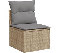 vidaXL Fauteuil de jardin sans accoudoirs avec coussins Beige Poly Rattan