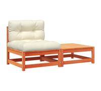 Canapé de jardin sans accoudoirs avec coussins et repose-pieds