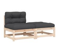 Canapé de jardin sans accoudoirs avec coussins et repose-pieds