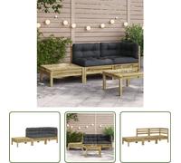 Canapé de jardin The Living Store avec coussins et repose-pieds en bois de pin imprégné