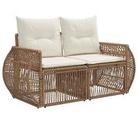 Canapé de jardin vidaXL 2 places, beige, en polyrotin