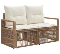 Canapé de jardin vidaXL 2 places, beige, en polyrotin