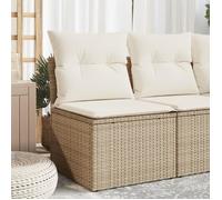 vidaXL Canapé de jardin sans accoudoirs avec coussins en Poly Rattan Beige
