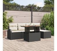 Canapé De Jardin Vidaxl 6 Pièces Avec Coussins Noir En Poly Rattan, Canapé De Jardin Vidaxl 2 Places Avec Rangement & Coussins Noir En Poly Rattan