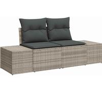 Canapé de jardin vidaXL avec coussins, gris, 184 x 62 x 69 cm, en rotin synthétique