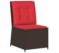 Canapé de jardin vidaXL avec coussins, marron et rouge, en polyrotin