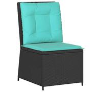 Canapé de jardin vidaXL avec coussins, noir et turquoise, en polyrotin