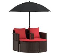 Canapé de jardin vidaXL marron et rouge 168 x 168 x 180 cm en polyrotin