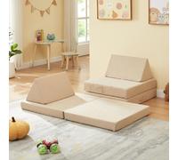 Canapé de jeu pour enfants « Norhulta », 5 pièces, mousse, 120 x 66 x 46 cm, velours côtelé beige