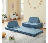 Canapé de jeu pour enfants 'Norhulta' 5 pièces mousse 150 x 66 x 46 cm velours côtelé bleu