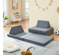 Canapé de jeu pour enfants « Norhulta », 5 pièces, mousse, 150 x 66 x 46 cm, velours côtelé gris