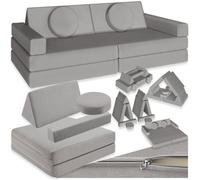 Canapé de jeu - TECTAKE - Canapé de jeu LILLY en polyuréthane au rembourrage épais avec fonction de couchage 160 m - Gris
