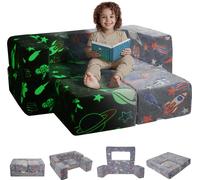Canapé de jeu VEVOR Canapé d'enfant en mousse 25D briques 10 pièces, canapé de jeu pour enfant avec housse amovible 90 kg, canapé d'enfant transformable Meuble de salle de jeu éclairé dans le noir