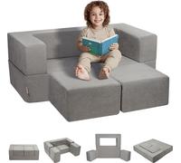 Canapé de jeu VEVOR Canapé d'enfant en tissu chenille blocs de construction 4 pièces, canapé de jeu pour enfant avec housse amovible supportant une charge de 90 kg, canapé d'enfant transformable Meubl