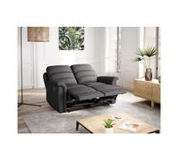Canapé de Relaxation 2 places en Tissu Gris LÉON - Gris foncé - L140 x 94 x 100cm - LOUNGITUDE