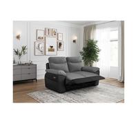 Canapé de relaxation électrique ROSS 2 places en tissu et simili - Noir/Gris - L160 x P100 x H102cm - LOUNGITUDE