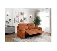 Canapé de relaxation électrique ROSS 3 places en velours côtelé - Terracotta - L200 x P100 x H102cm - LOUNGITUDE
