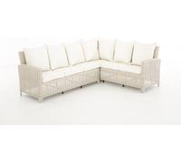 Canapé de salon en osier - pour l'extérieur - Mobilier de jardin - Osier - Ensemble de salon - Banc de jardin ou de balcon - Blanc/crème - 6 personnes