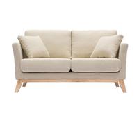 Canapé scandinave déhoussable 2 places en tissu beige et bois clair OSLO