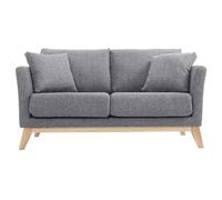 Canapé scandinave déhoussable 2 places en tissu gris clair et bois clair OSLO