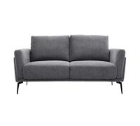 Canapé design 2 places en tissu effet velours texturé gris foncé et métal noir MOSCO