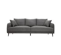 Canapé design 3 places en tissu effet velours gris et métal noir JERRY