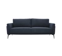 Canapé design 3 places en tissu effet velours texturé bleu foncé et métal noir MOSCO