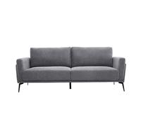 Canapé design 3 places en tissu effet velours texturé gris et métal noir MOSCO