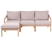 Canapé d'Extérieur avec Ottoman Bois d'Acacia Places Beige Marron Clair Rivello